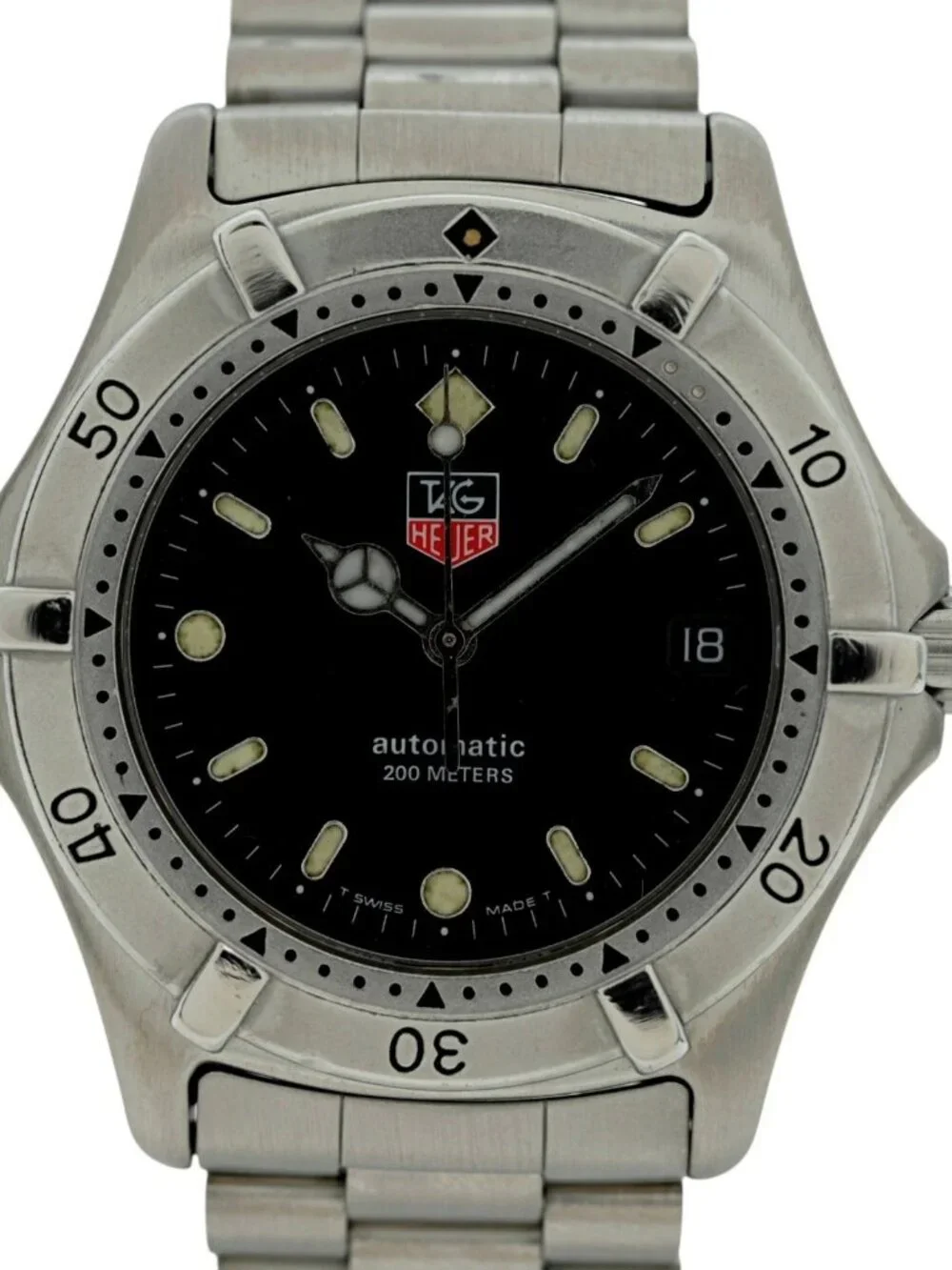 Tag Heuer 37mm Mens Professional 2000 Series Automatic Black Dial Watch 669.206F